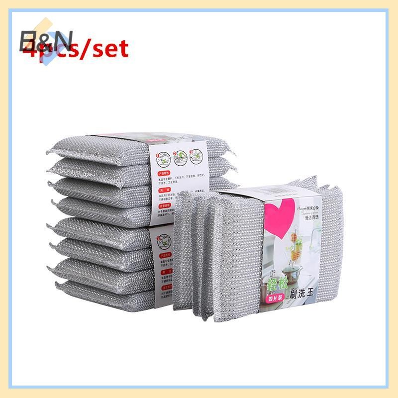 B & N 4 Miếng Bọt Biển Rửa Chén Nhà Bếp, Không Làm Tổn Thương Nồi Bàn Chải Hiện Vật, Khăn Lau Xốp Làm Sạch Không Gia Đình.