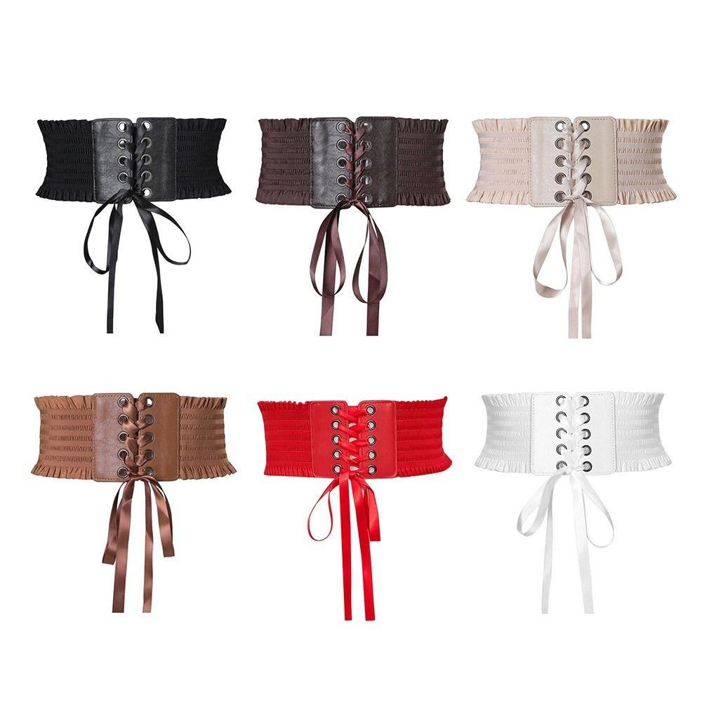 TRACEILLOIAN Silk Co Giãn Cummerbunds, Thắt Lưng Corset Rộng Da PU, Trang Trí Thời Trang Co Giãn DIY Eo Bao Cho Váy Váy Quần Áo Hàng Đầu