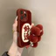 Ốp điện thoại di động thêu sang trọng màu đỏ may mắn + mặt dây chuyền cho iPhone16 Pro MAX 15 14 13 12 11 Pro MAX IXS MAX XR XS 7 8 plus camera chống sốc chống rơi mặt sau mềm