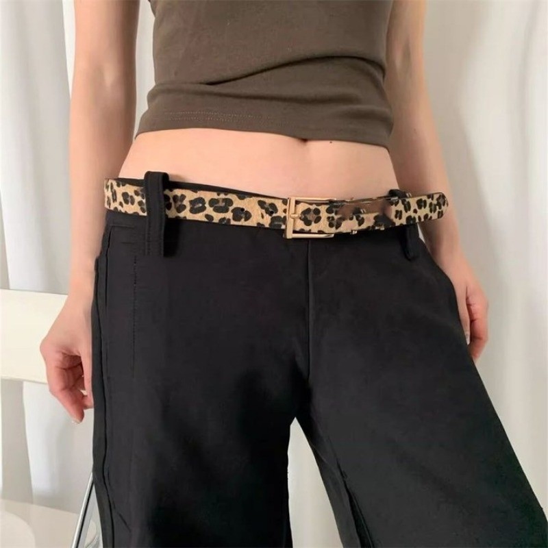 [Đặc sắc] Thắt lưng khóa vuông Mỹ - Phụ kiện trang điểm - Thắt lưng Punk in họa tiết da báo thời trang - Thắt lưng da PU cho váy bé gái - Khóa thắt lưng trang trí quần jean