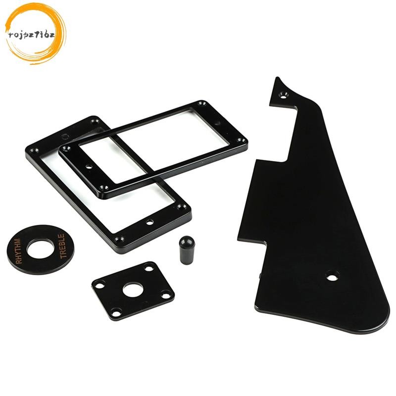 1Ply Đen Pickguard Tấm Sau Vít Bộ & Humbucker Pickup Ring & Switch Ring Fit Les Paul Pickguard Thay Thế