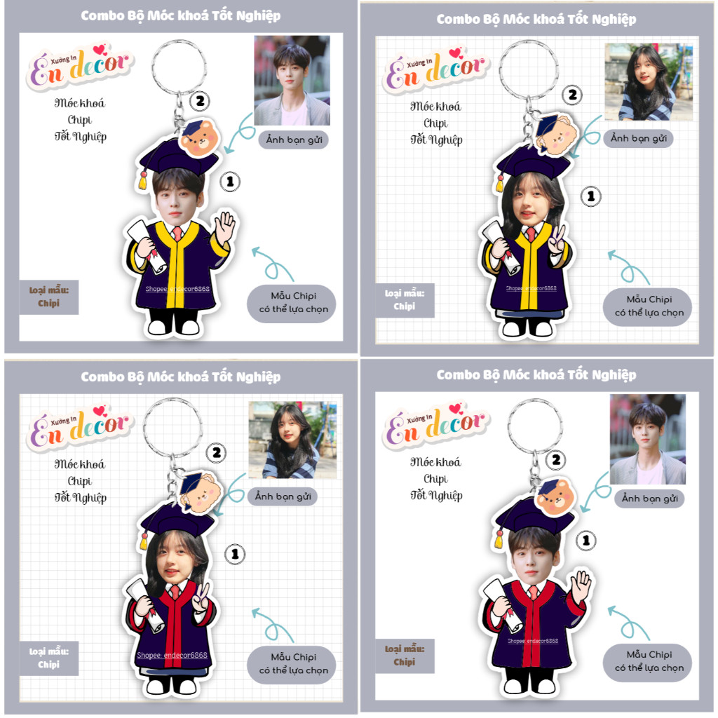 Quà tặng tốt nghiệp ý nghĩa- Móc khoá, standee, lò xo, standee lắc đầu - Sango