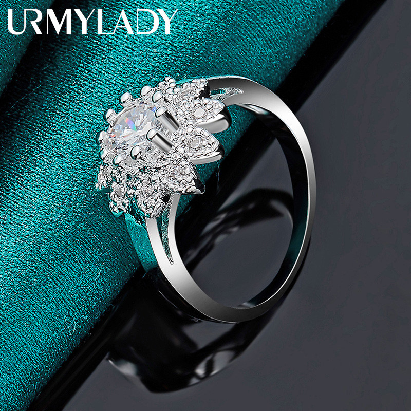 URMYLADY Bạc 925 Hoa Hướng Dương Zircon 7-10 # Nhẫn Nữ Thời Trang Cưới Quyến Rũ Trang Sức