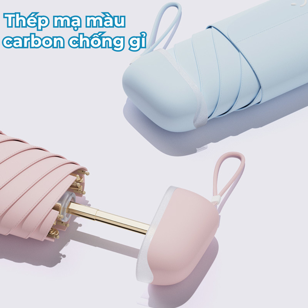 Ô Gấp Mini Che Nắng Che Mưa Nhỏ Gọn Chống Tia UV Cao Cấp, Dù Chống Thấm Nước Kèm Túi Vải Tiện Ích