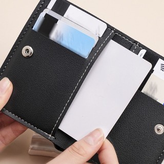 Ví nhỏ mỏng WOAY, Ví ngắn da PU có thể gập lại, Túi đựng thẻ màu trơn đa chức năng Nam Nữ