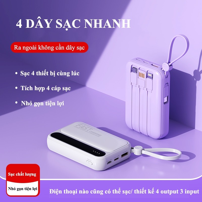 Pin sạc dự phòng 20000mAh nhiều cổng sạc tương thích nhiều thiết bị TYPE C/USB nhỏ gọn tiện lợi