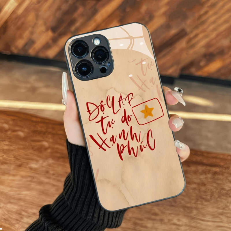 Ốp Kính Hạnh Phúc Tự Do Độc Lập Việt Nam 30 4 2 9 Cờ Đỏ Ngôi Sao Vàng Cho iPhone 16 17,15 14 13 12 11 8 7 6 6s 6p 7p 8p 6g