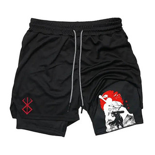 Best Seller in Europe and America Anime Print Trendy Sports Shorts Breathable and Loose Fitness Double-Layer Casual Shorts RHnG
