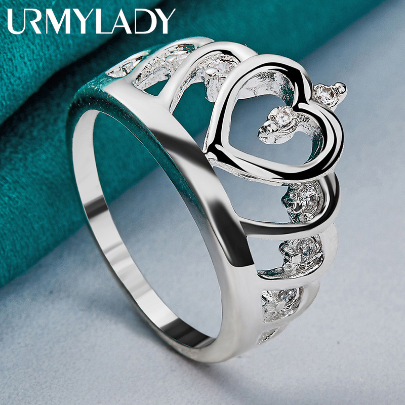 URMYLADY Bạc 925 Vương Miện Tình Yêu 7-10 # Nhẫn Nữ Tiệc Cưới Thời Trang Quyến Rũ Trang Sức