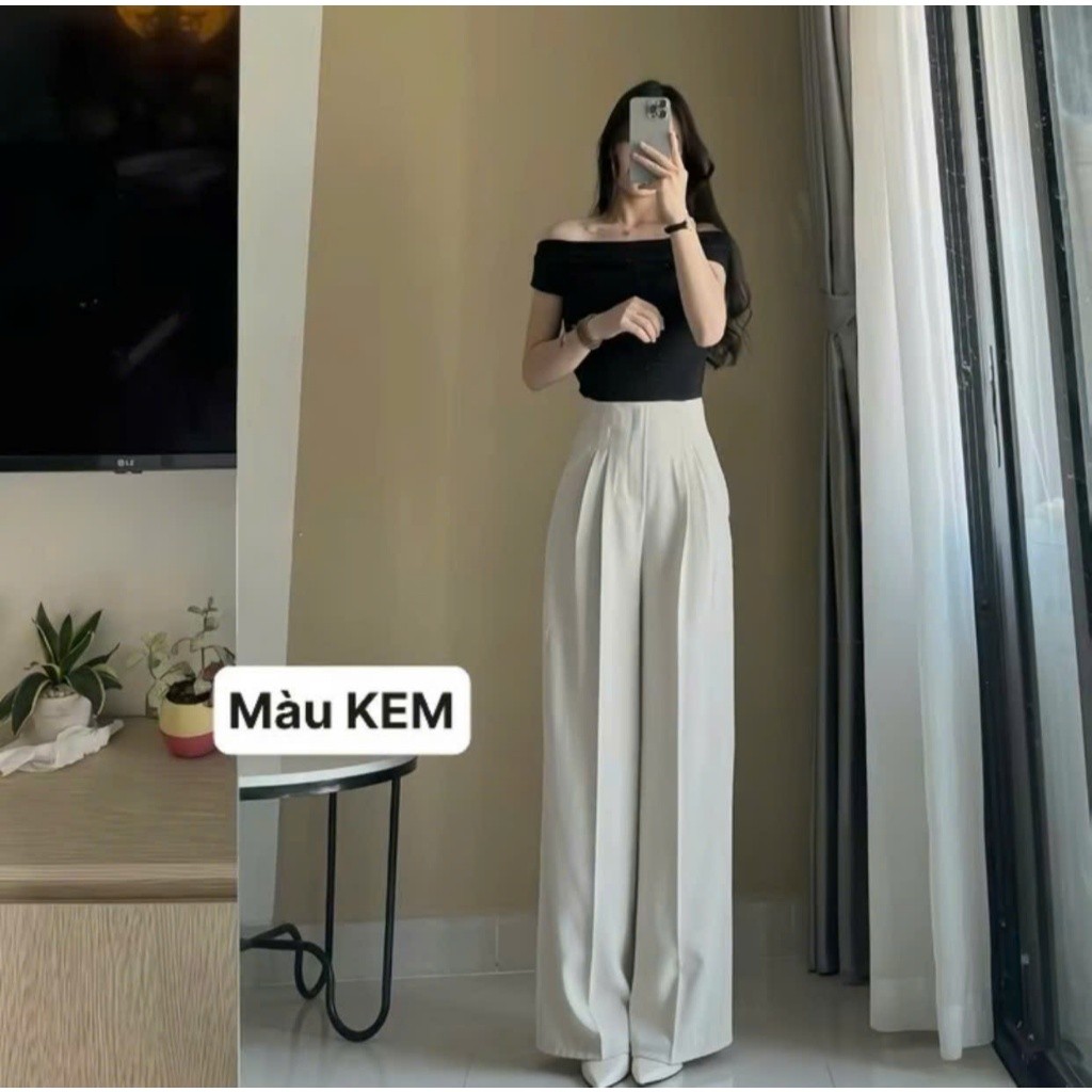 Quần Tây Ống Suông Cạp Liền (Chất Gold Mỹ) Khóa Sườn Chất Mềm Rũ Lưng Cao Tôn Dáng