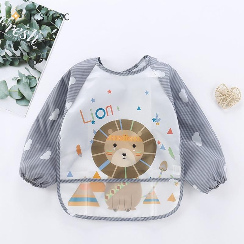Jcsyfac Mới Cho Bé Trẻ Em Tập Đi Dài Tay Nghệ Thuật Chống Thấm Nước Smock Ăn Yếm Tạp Dề Túi Mới