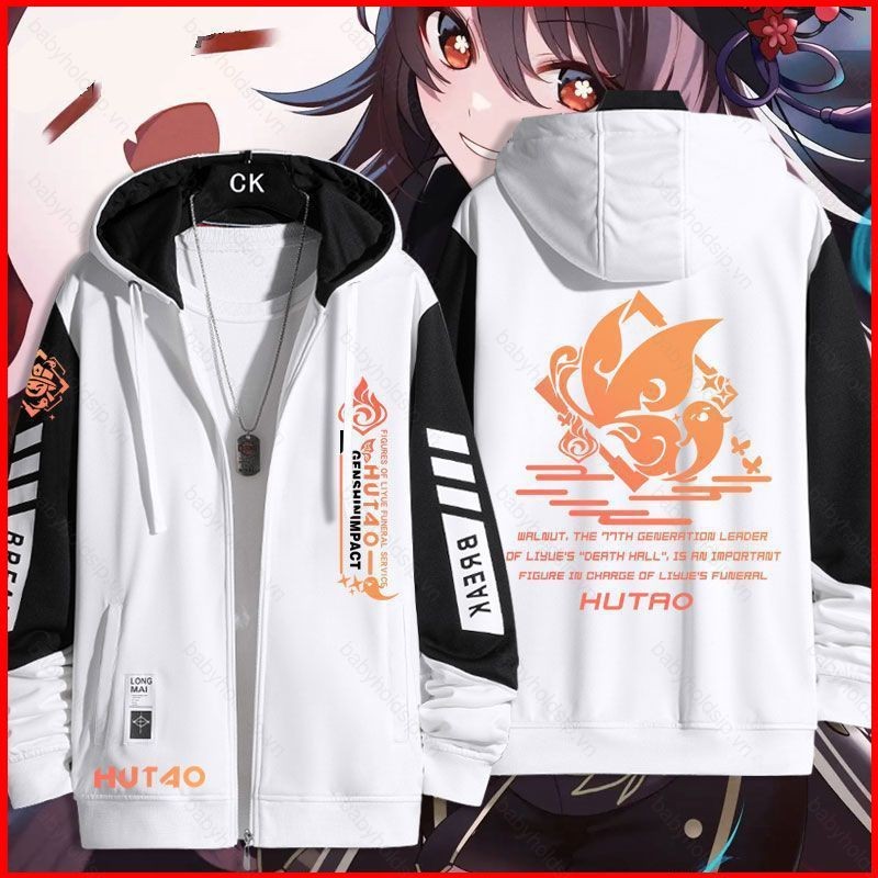 Jersey Genshin Impact Hu Tao áo khoác dây kéo Áo khoác cardigan áo len Unisex dài tay Top Cosplay