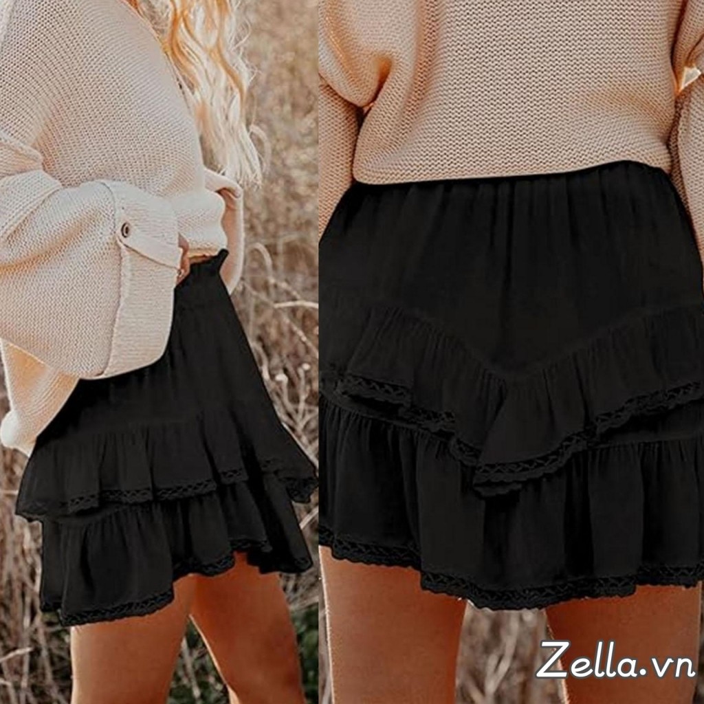 Váy ngắn mùa hè dành cho nữ xếp lớp thường ngày Váy Mini lưng cao chắc chắn có quần short
