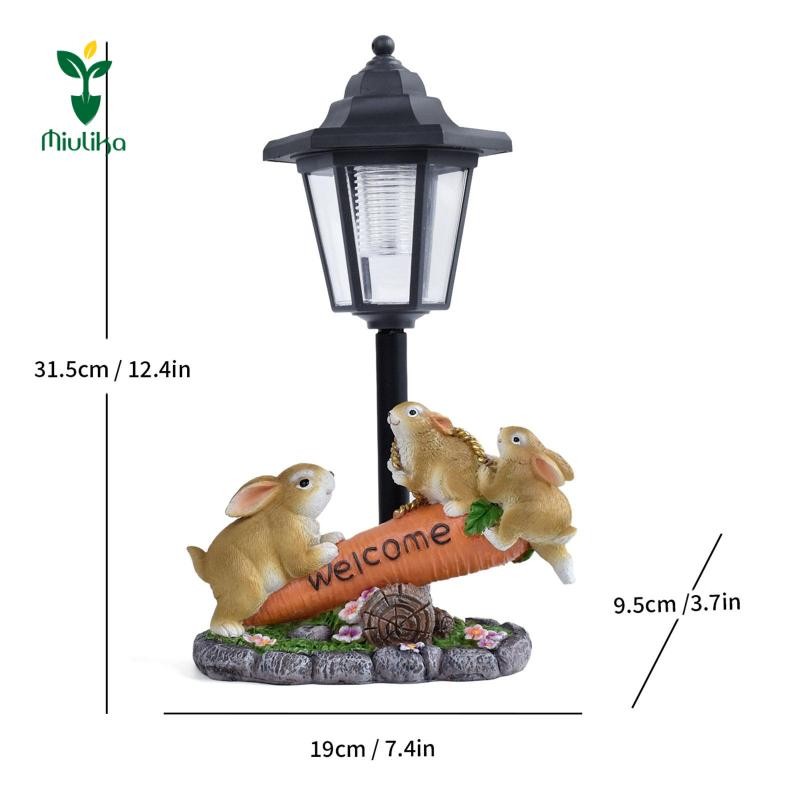 Tượng sân vườn ngoài trời Miulika có đèn ngoài trời năng lượng mặt trời Quà tặng đồ trang trí đáng yêu Đồ thủ công Hình tượng điêu khắc nhựa nhẹ cho sân vườn Sân cỏ
