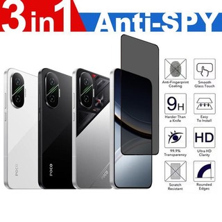 cho Xiaomi Poco F7 5G HD Bảo vệ màn hình 3 trong 1 Chống gián điệp Kính cường lực cho Xiaomi Poco F7 F6 F5 F4 F3 GT Pro Ultra 5G Sợi carbon Trở lại phim & Máy ảnh Bảo vệ ống kính
