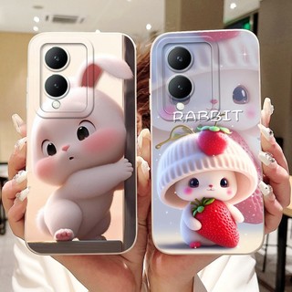 Dành Cho Vivo Y17s V2310 Vỏ Hoạt Hình Mèo Thỏ Dễ Thương Mới Vivo Y17S Y 17S 4G Bảo Vệ Ống Kính Silicon Mềm Vỏ Điện Thoại