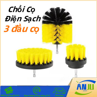 Bộ Bàn Chải Gắn Máy Khoan Cọ Rửa Cầm Tay Đa Năng, Bàn Chải Vệ Sinh Nhà Tắm Sofa, 3 đầu cọ, chà sàn, đánh bóng rửa xe