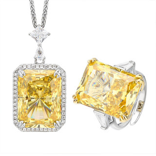 Châu Âu Mỹ ins Phong Cách Mới Kim Cương Vàng Bộ Mặt Dây Chuyền Nữ Đá Chính 15 * 20