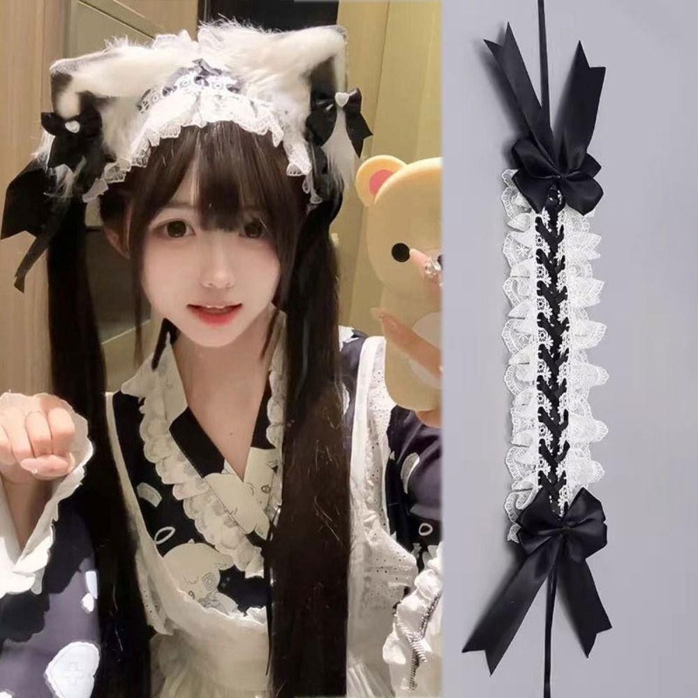 Băng đô tai mèo HAPPYNOOK nơ ren, phù hợp cosplay Lolita