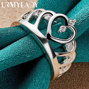 URMYLADY Bạc 925 Vương Miện Tình Yêu 7-10 # Nhẫn Nữ Tiệc Cưới Thời Trang Quyến Rũ Trang Sức