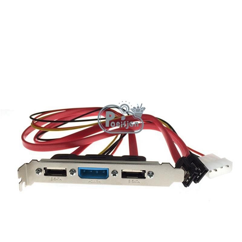 Pc DIY SATA sang ESATA và 4Pin IDE Molex Power PCI Bracket Khe cắm cáp Cấu hình toàn chiều cao cho ổ cứng gắn ngoài