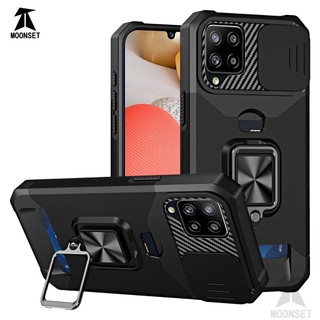 Dành Cho Samsung A42 5G / A12 Ốp Lưng Có Trượt Camera Bao Đựng Thẻ Nhẫn Chân Đế Chịu Lực Bảo Vệ Mỏng Bao