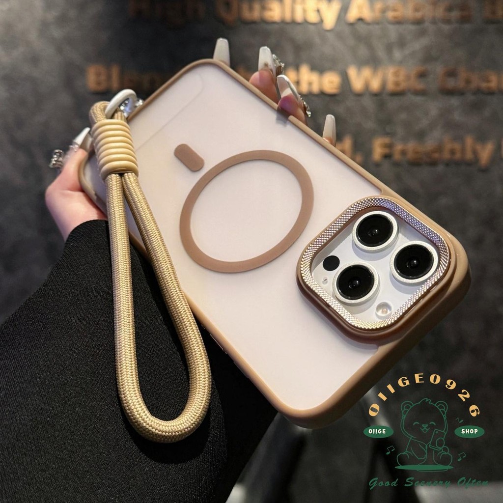 【 Ốp lưng iphone16 】 Dây buộc ống kính kim loại silicon từ tính Vỏ điện thoại mờ iphone16 Pro Max 15 14 13 12 11 cho vỏ iPhone vỏ mềm TPU + PC chống sốc