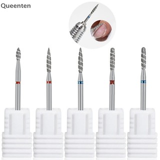 Queenten Nail Bits Ngọn lửa Cuticle Drill Bit Máy cắt móng tay Máy khoan Burr Phụ kiện Máy đánh bóng móng tay xoắn ốc Công cụ QT