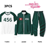 Squid Game 3 Cái / bộ Trò Chơi Mực Cosplay Trang Phục Áo Khoác + Áo Thun + Quần Nam Nữ Halloween Nhập Vai Sự Kiện Tracksuits Dây Kéo Áo Khoác Trang Phục Tiệc — ảnh 2