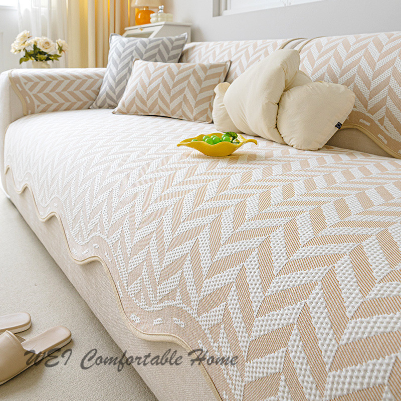 Nội Tuyến Ice Silk Sofa Đệm Mùa Hè Mát Thảm Đệm Cố Định Chống Trơn Trượt 2025 Phong Cách Mới Hình Đặc Biệt Bao Vải