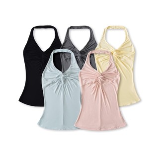 Phong Cách Mới Cổ Chữ V Xoắn Dây Đeo Cổ Gợi Cảm Skinny Nữ Top