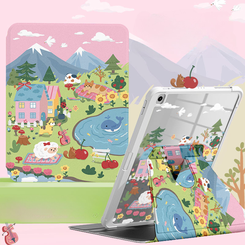 Ốp bảo vệ cho Samsung Galaxy S10 FE + Tab S6 lite 2024 Tab A7 lite 8.7inch S10ULTRA A9 + S7 + / S8 + / S7FE S9 FE + 360 độ Vỏ máy tính bảng hoạt hình dễ thương