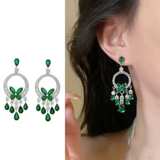 Ánh Sáng Sang Trọng Full Kim Cương Nhấp Nháy, Tính Khiểm Tua Rua - Bông Tai Niche Cao Cấp