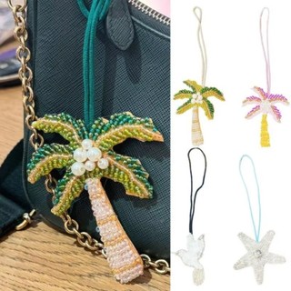 HOBBYIN Miếng dán HOBBYIN, Móc khóa cây dừa DIY, Tinh thể sao biển Sequin Handmade đính miếng vá túi quà tặng mặt dây chuyền