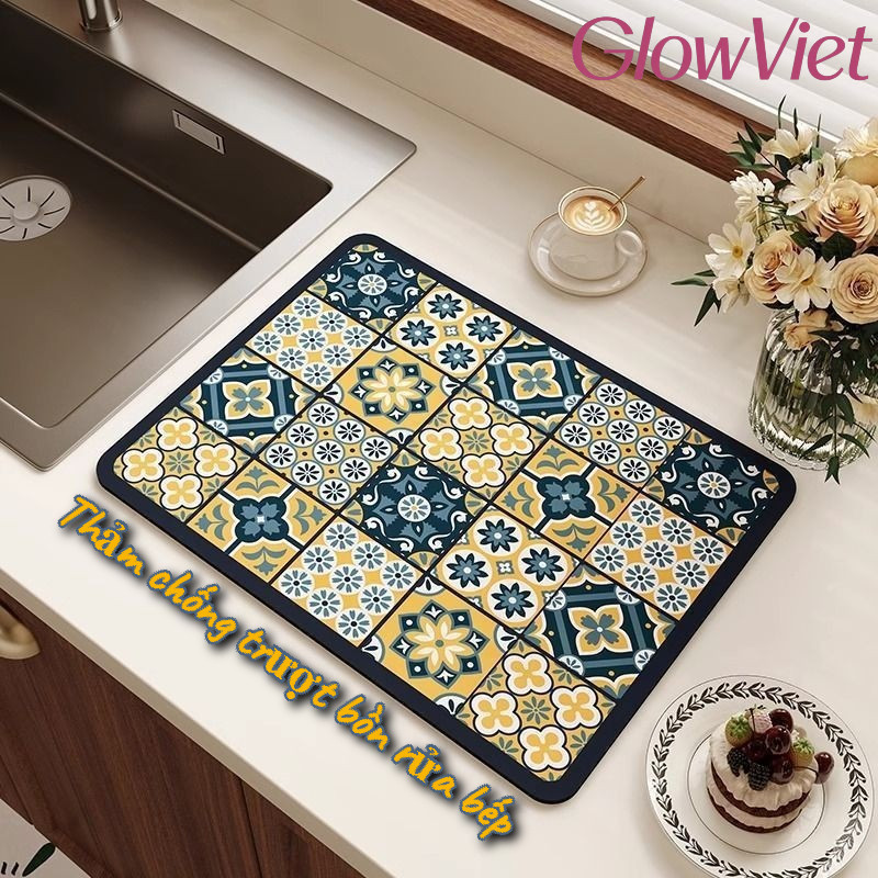 Vải Chống Trượt Bồn Rửa Nhà Bếp, Thấm Hút Nhanh & Dễ Lau Chùi, Chống Trơn Hiệu Quả