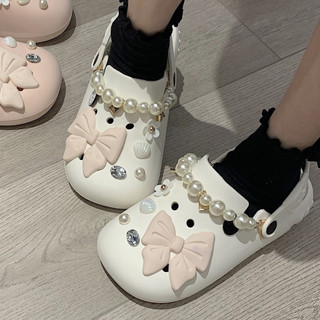 Xixitiao Sweet Bow Mùa Hè Bé Gái Đế Mềm Thoải Mái Giày Lỗ Ngoài Trời