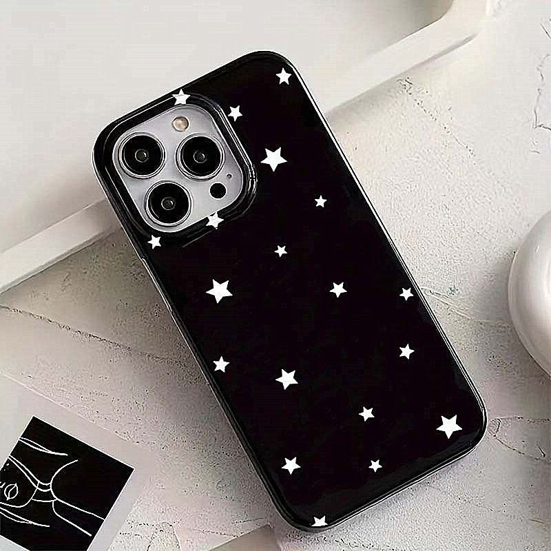 Ốp điện thoại INS White Stars Hàn Quốc cho iPhone 16 Pro 15 14 13 12 11 Pro max X 7 8 Plus 16E SE2 Vỏ TPU mềm chống sốc