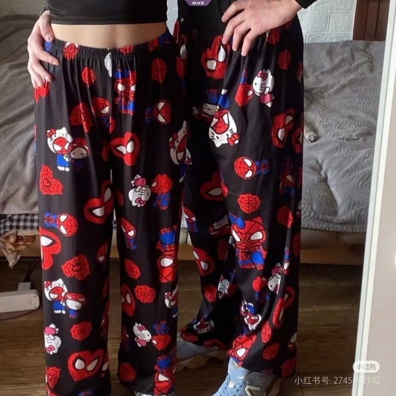 Hello Kitty Người Nhện Rời Pyjama Quần Mùa Hè Mỏng Phần Nam Nữ Hoạt Hình Giải Trí Quần Nhà [BL]