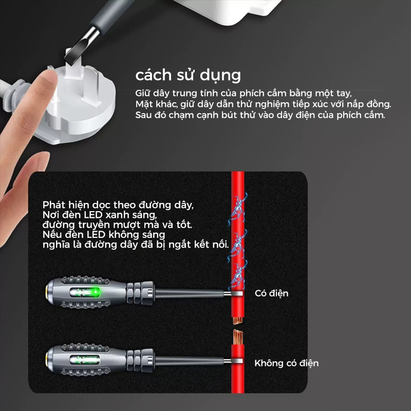 Bút Thử Điện Chuyên Dụng Cho Thợ Điện  phát hiện 70V-600V Máy dò nguồn cảm ứng không tiếp xúc AC tuốc nơ vít