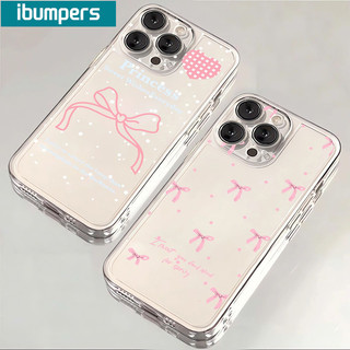 ibumpers Ốp Lưng IPhone Họa Tiết Nơ Màu Hồng Đẹp Ốp Điện Thoại Trong Suốt TPU Mềm Chống Sốc Cho IPhone 16 15 14 12 13 11 Pro Max IP 7 8 Plus X XS XR