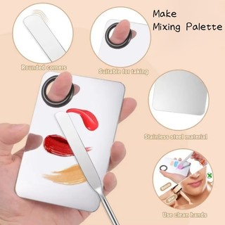 Bảng Trộn Trang Điểm Khay Trộn Thép Không Gỉ Thìa Dụng Cụ Trộn Kem Nền Móng Tay-Art