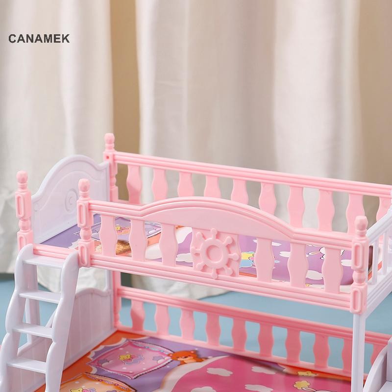 Canamek 16cm Búp Bê Bunk Giường Phụ Kiện Chăn Ga Gối Nhà Châu Âu Công Chúa Giường CSF