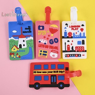 [Lostcorner] Thẻ hành lý PVC Silicone mềm Thẻ nội trú hoạt hình Vali hành lý sáng tạo ID Addres Giá đỡ thẻ lên máy bay Nhãn bay di động [Mới]