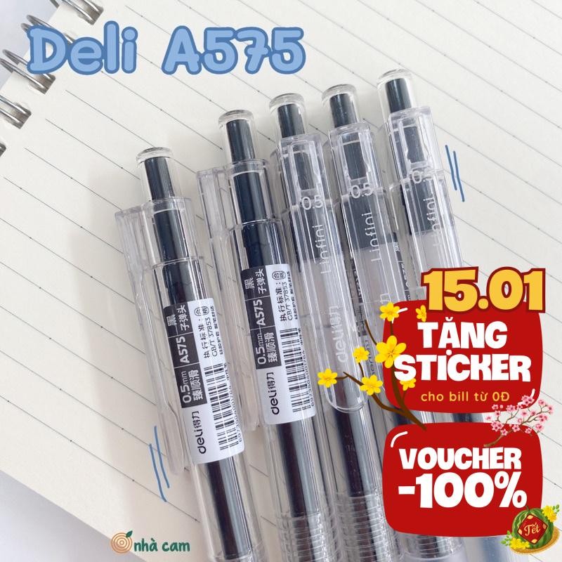 Bút Gel Bấm Deli A575 0,5mm Mực Đen Nhà Cam | Shopee Việt Nam