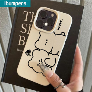 ibumpers Ốp Lưng IPhone Họa Tiết Gấu Cặp Đôi Dễ Thương Đơn Giản Cho IPhone 16 15 14 12 13 11 Pro Max IP 7 8 Plus X XS XR Ốp Điện Thoại Mỏng Silicon Mềm Da Họa Tiết