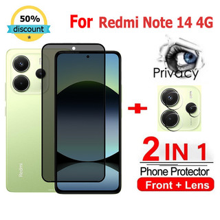 2 in 1 Kính cường lực Redmi Note 14 4G cường lực bảo vệ chống gián điệp bảo vệ màn hình phủ đầy đủ cho Xiaomi 14 14T Pro POCO X7 C75 C65 M6 X6 Pro Redmi Note 14 13 Pro 14C A3 A2 Plus 13C 12C Plus 5G Glass Film Camera Protecto