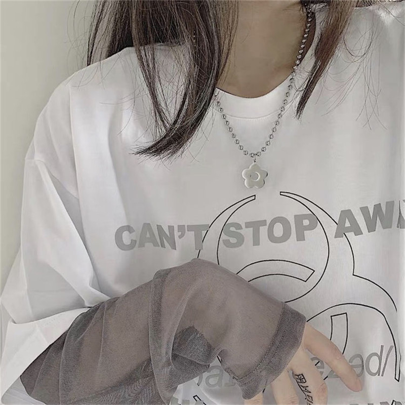 Vòng cổ mặt dây chuyền hoa bằng thép không gỉ nữ tính đơn giản cao cấp vòng cổ Hip-Hop
