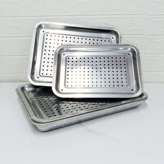 [Giá Xưởng] Khay Úp Ly Cốc Inox, Có Lỗ Để Ráo Dầu Mỡ Khi Chiên Rán Nhiều Kích Thước