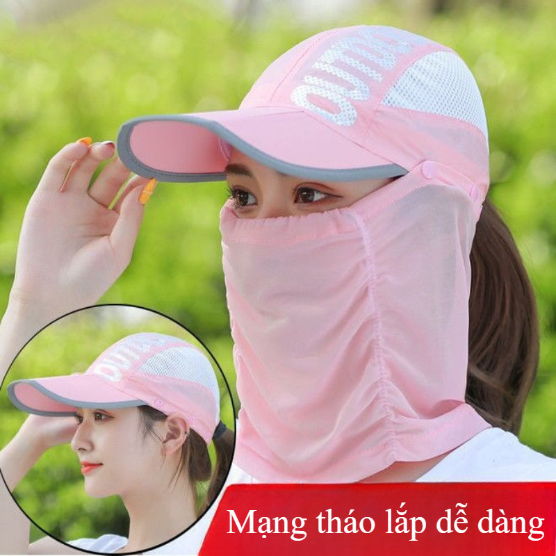 Mũ Lưỡi Trai Chống Nắng Nam Nữ, Nón Kèm Lưới Che Kín Mặt,Mũ chắn nắng gập đa năng