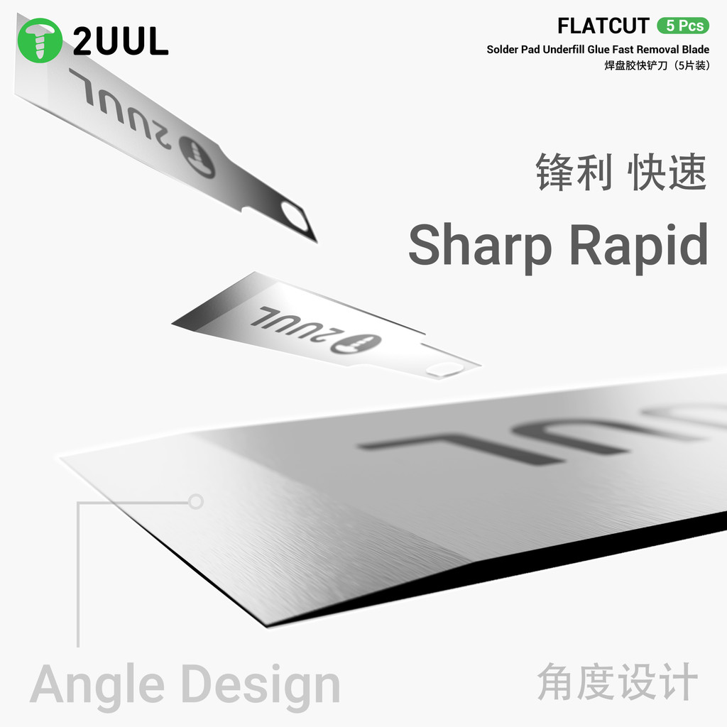 2UUL DA28 FLATCUT 5 Miếng Hàn Miếng Dán Loại Bỏ Keo Bộ Lưỡi Dao Có Giấy Nhám Cho Điện Thoại PCB Sửa Chữa An Toàn CPU Chip Dụng Cụ Cạo